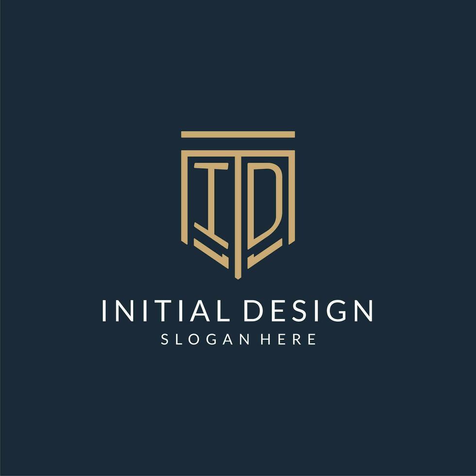 eerste ID kaart schild logo monoline stijl, modern en luxe monogram logo ontwerp vector