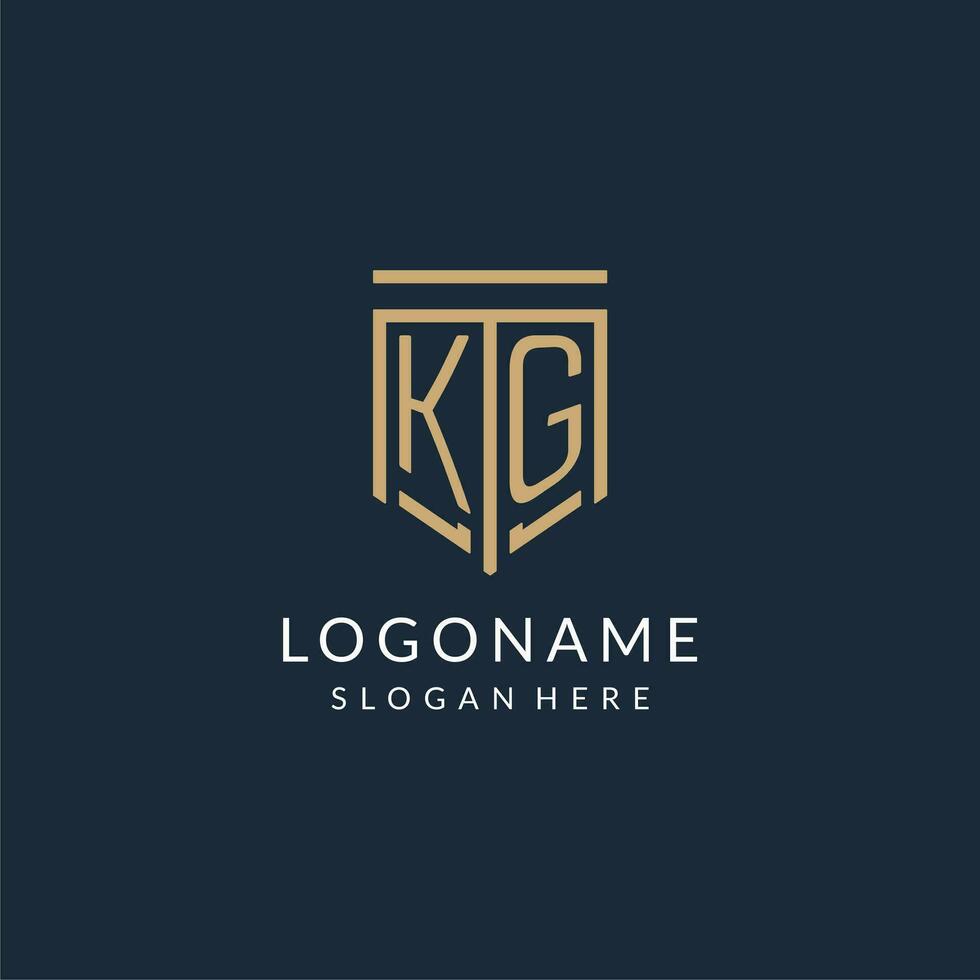 eerste kg schild logo monoline stijl, modern en luxe monogram logo ontwerp vector