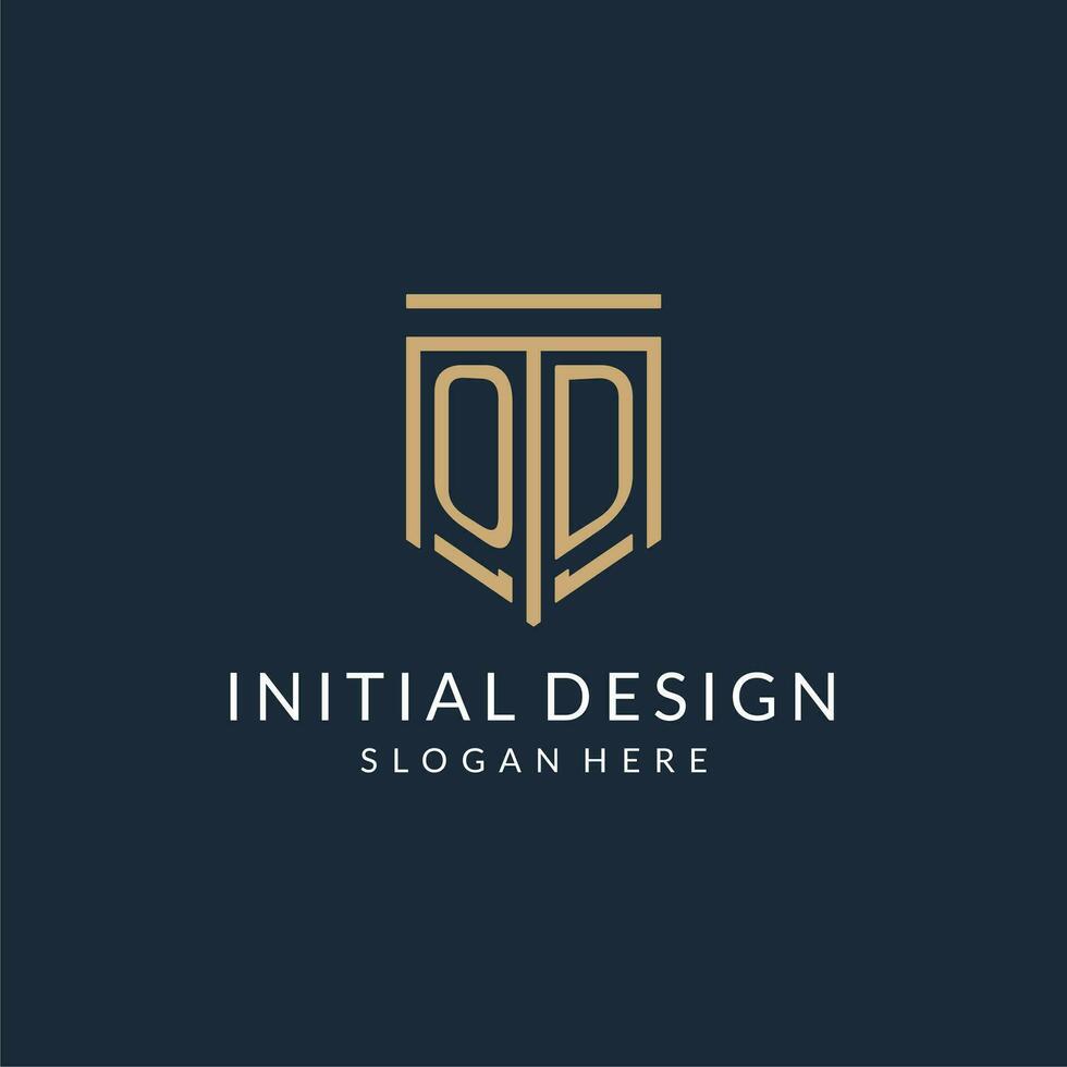 eerste od schild logo monoline stijl, modern en luxe monogram logo ontwerp vector