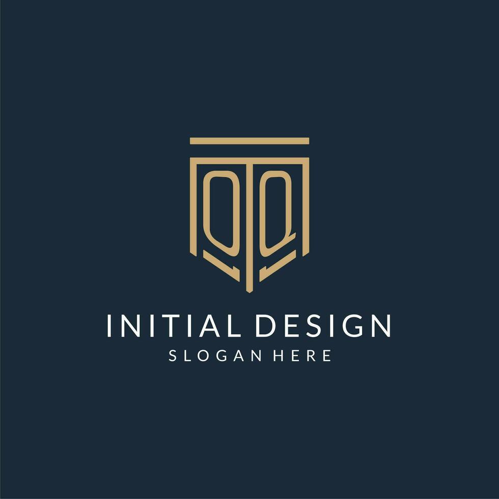 eerste oke schild logo monoline stijl, modern en luxe monogram logo ontwerp vector