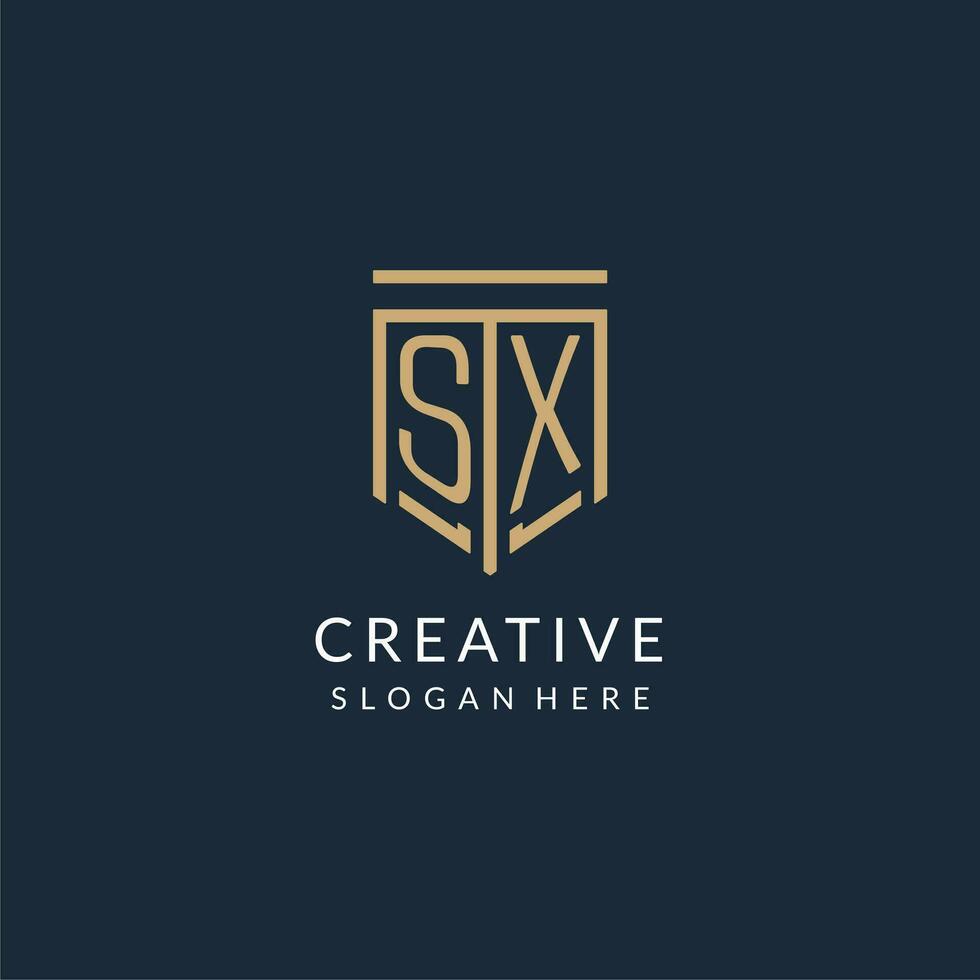 eerste sx schild logo monoline stijl, modern en luxe monogram logo ontwerp vector