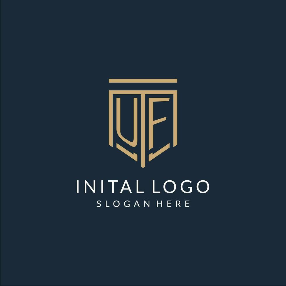 eerste uf schild logo monoline stijl, modern en luxe monogram logo ontwerp vector