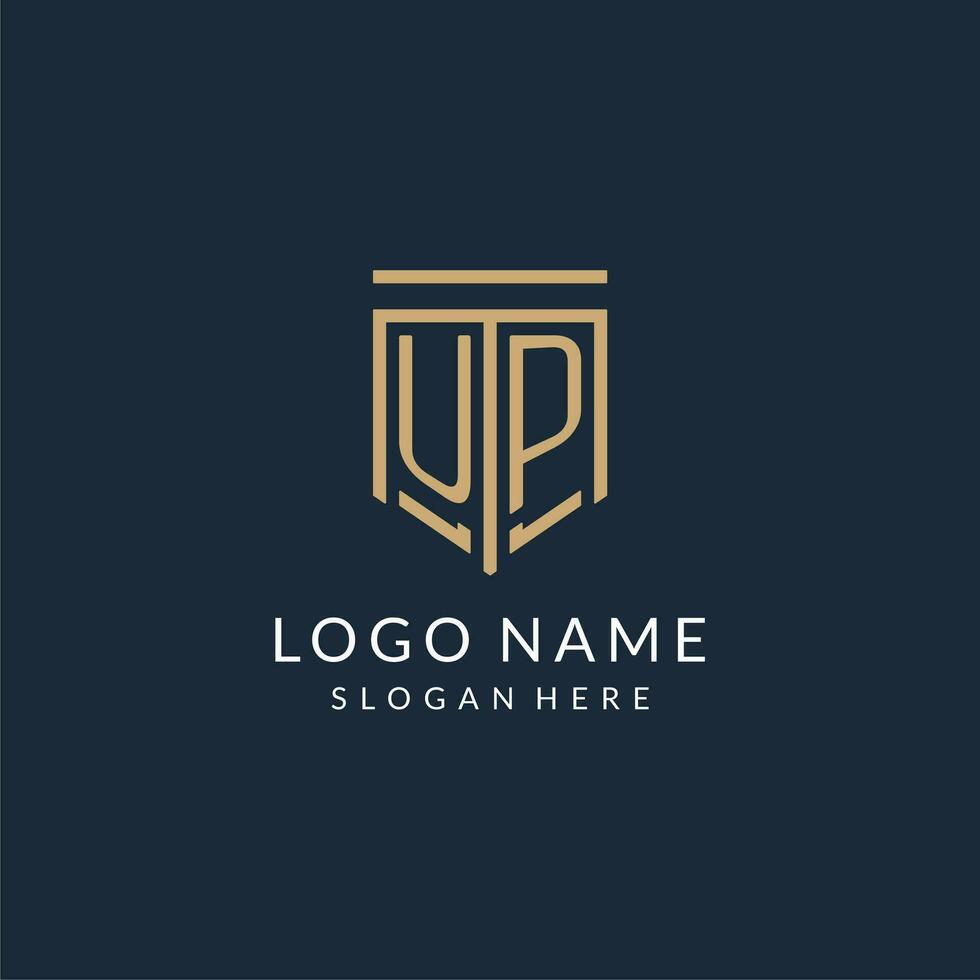 eerste omhoog schild logo monoline stijl, modern en luxe monogram logo ontwerp vector