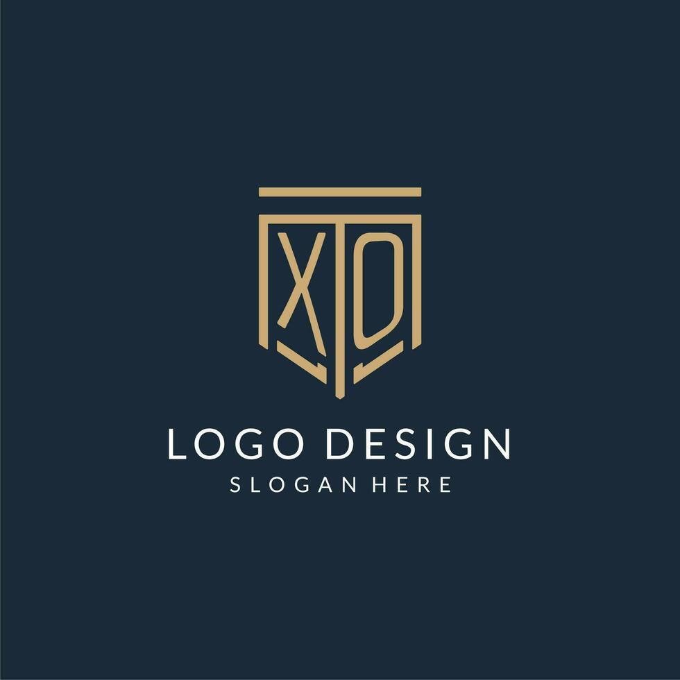 eerste xo schild logo monoline stijl, modern en luxe monogram logo ontwerp vector