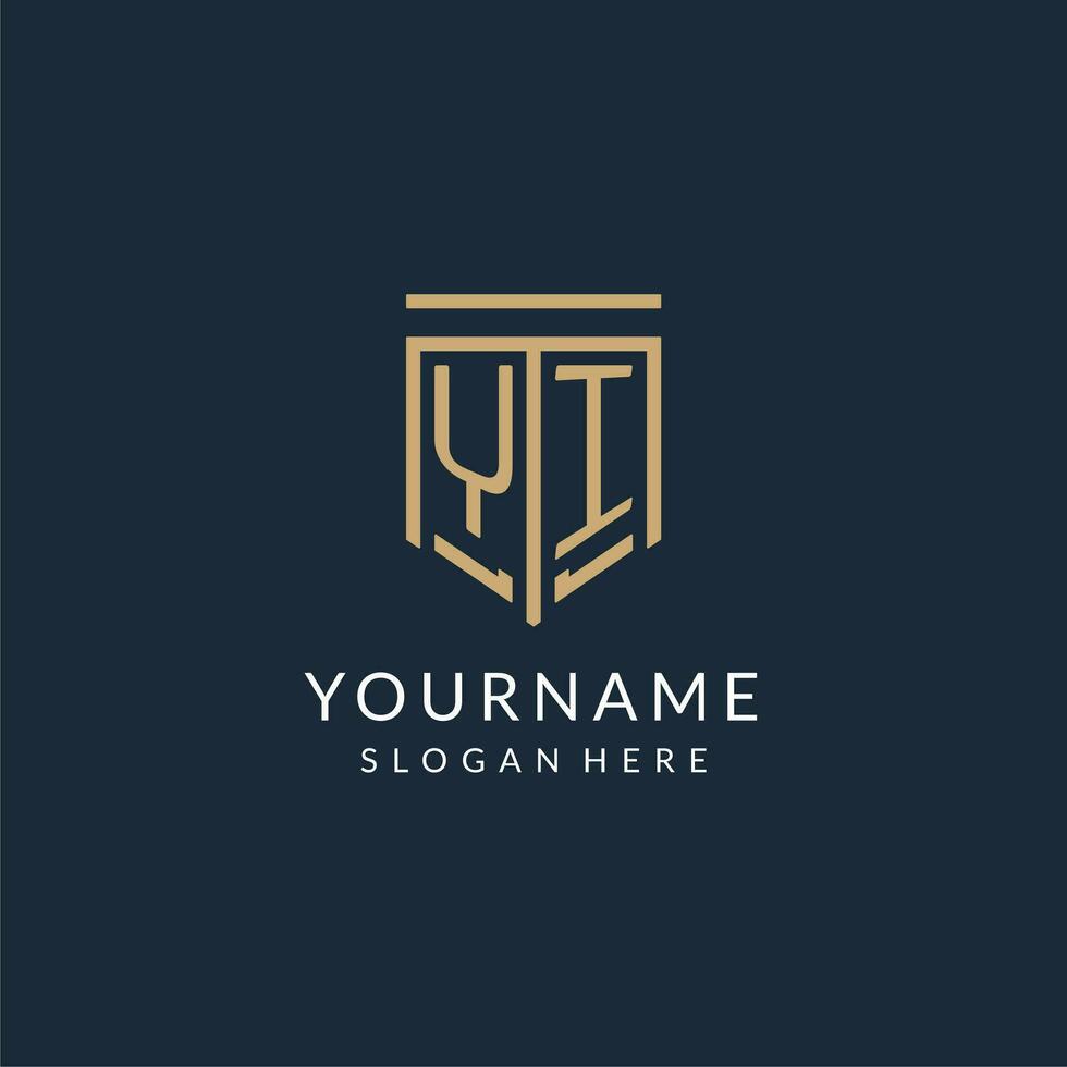 eerste yi schild logo monoline stijl, modern en luxe monogram logo ontwerp vector