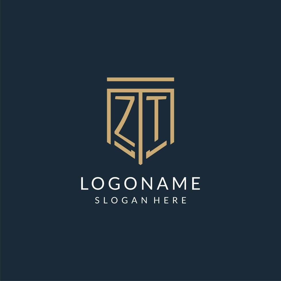 eerste zt schild logo monoline stijl, modern en luxe monogram logo ontwerp vector