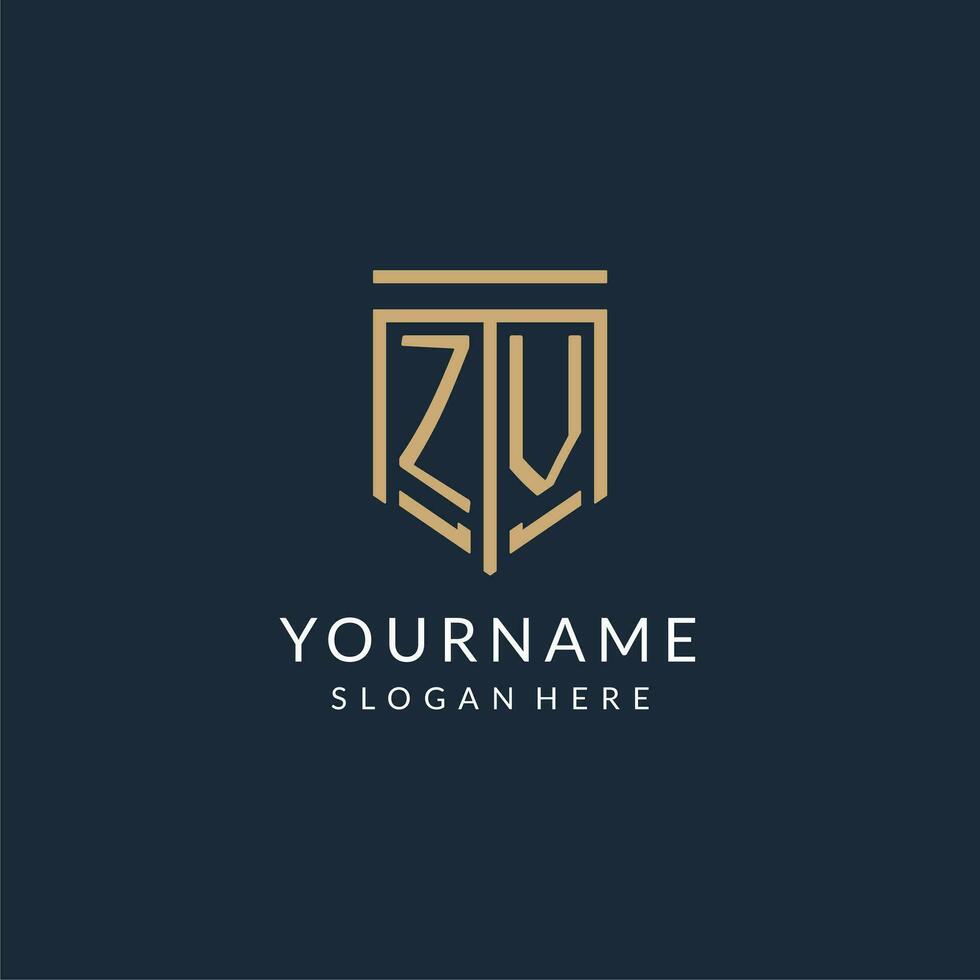 eerste zv schild logo monoline stijl, modern en luxe monogram logo ontwerp vector