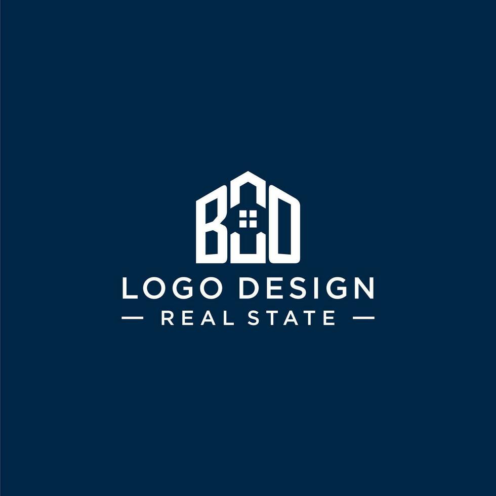 eerste brief bo monogram logo met abstract huis vorm geven aan, gemakkelijk en modern echt landgoed logo ontwerp vector