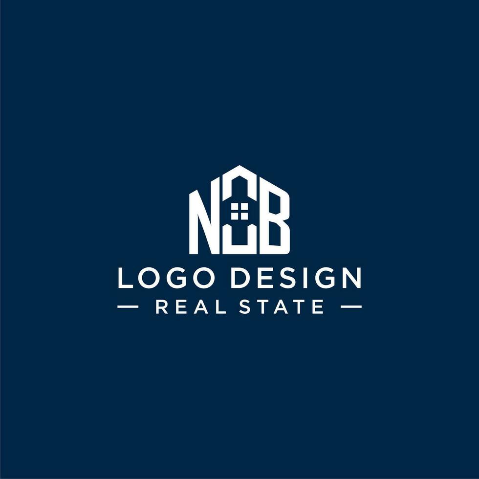 eerste brief nb monogram logo met abstract huis vorm geven aan, gemakkelijk en modern echt landgoed logo ontwerp vector