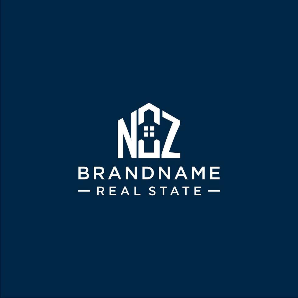 eerste brief nz monogram logo met abstract huis vorm geven aan, gemakkelijk en modern echt landgoed logo ontwerp vector