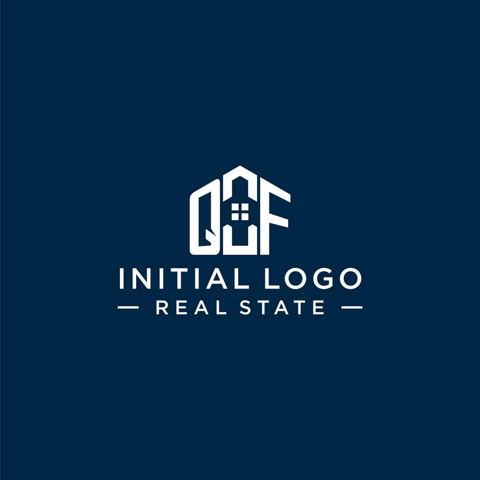 eerste brief qf monogram logo met abstract huis vorm geven aan, gemakkelijk en modern echt landgoed logo ontwerp vector