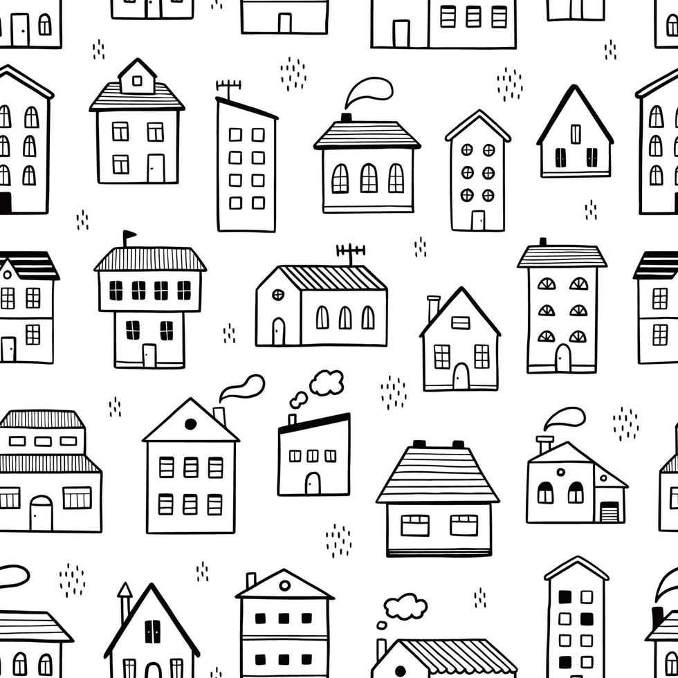 huis patroon. doodle schets stijl vector