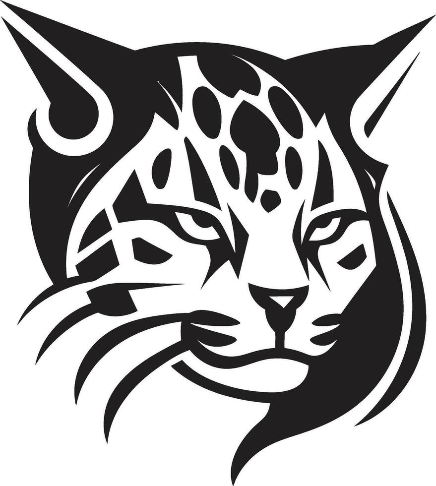 ocelot noir vector logo in ebbehout overschaduwd majesteit zwart ocelot insigne