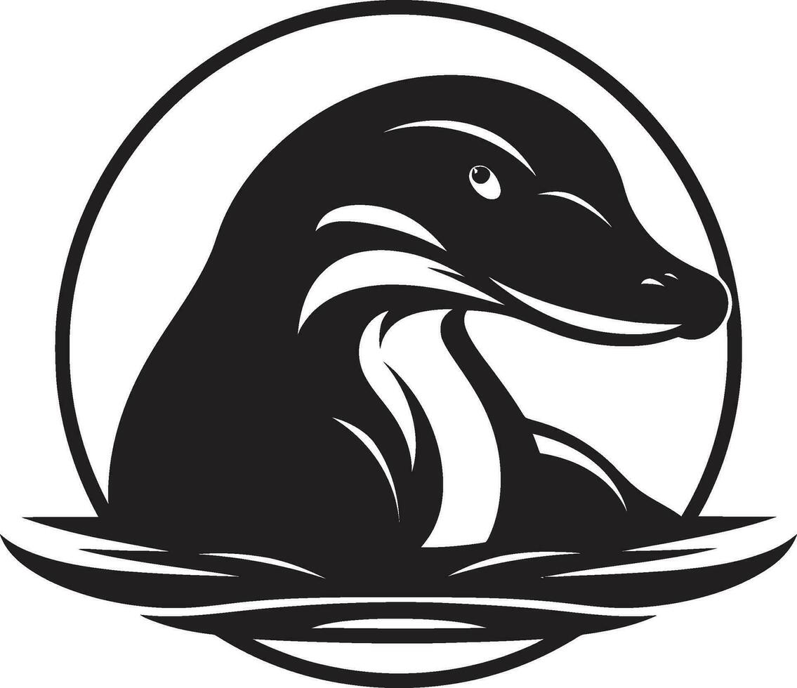 majestueus vogelbekdier zwart vector aquatisch embleem in noir vogelbekdier in schaduwen een modern klassiek in zwart