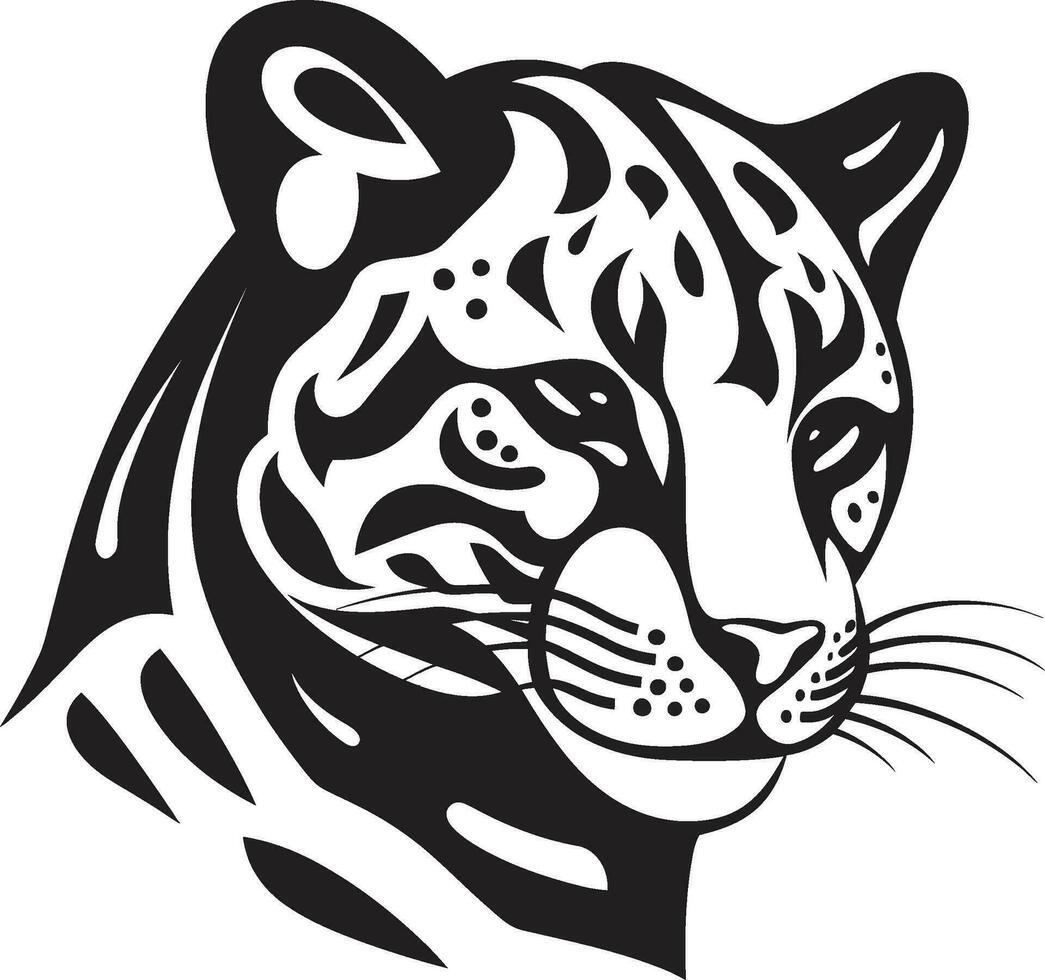 katachtig mystiek ocelot heraldiek in zwart ocelot obsidiaan vector logo icoon