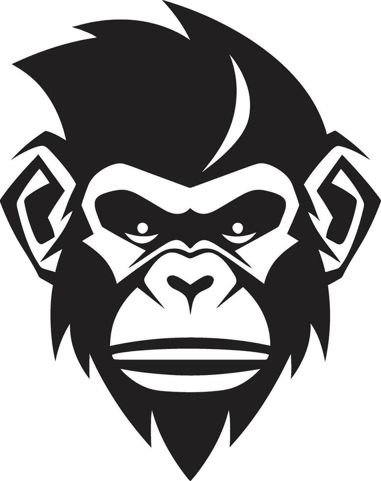 monochroom magie chimpansee embleem in zwart de kunst van eenvoud zwart vector aap logo