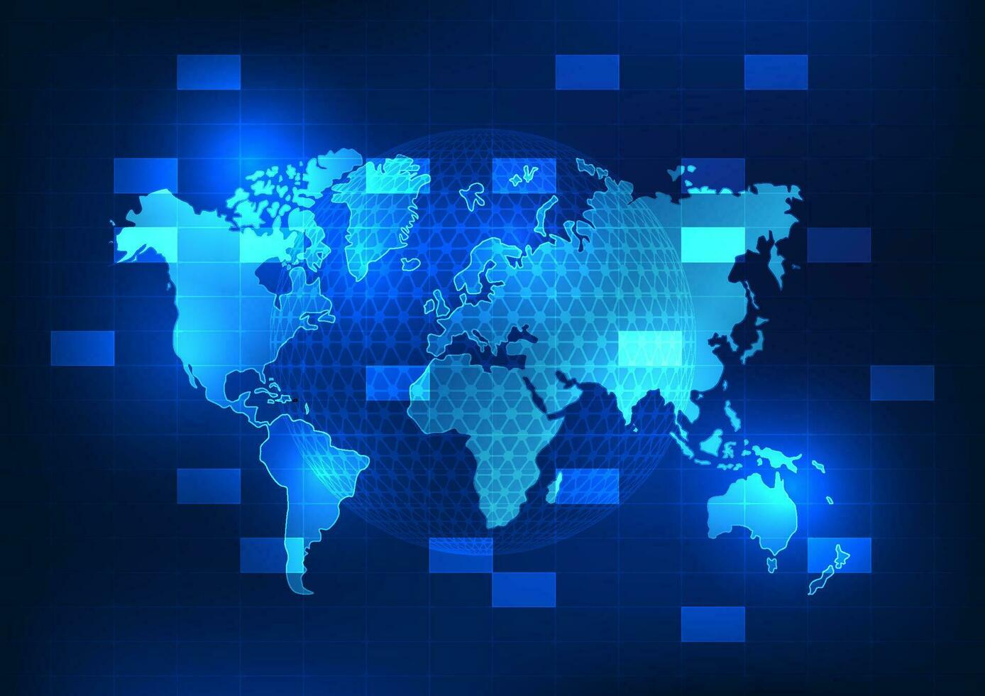 wereld kaart technologie shows de technologie dat is beschikbaar in de omgeving van de wereld naar ontwikkelen leven conditie, economie, en communicatie. vinden informatie in de omgeving van de wereld vector