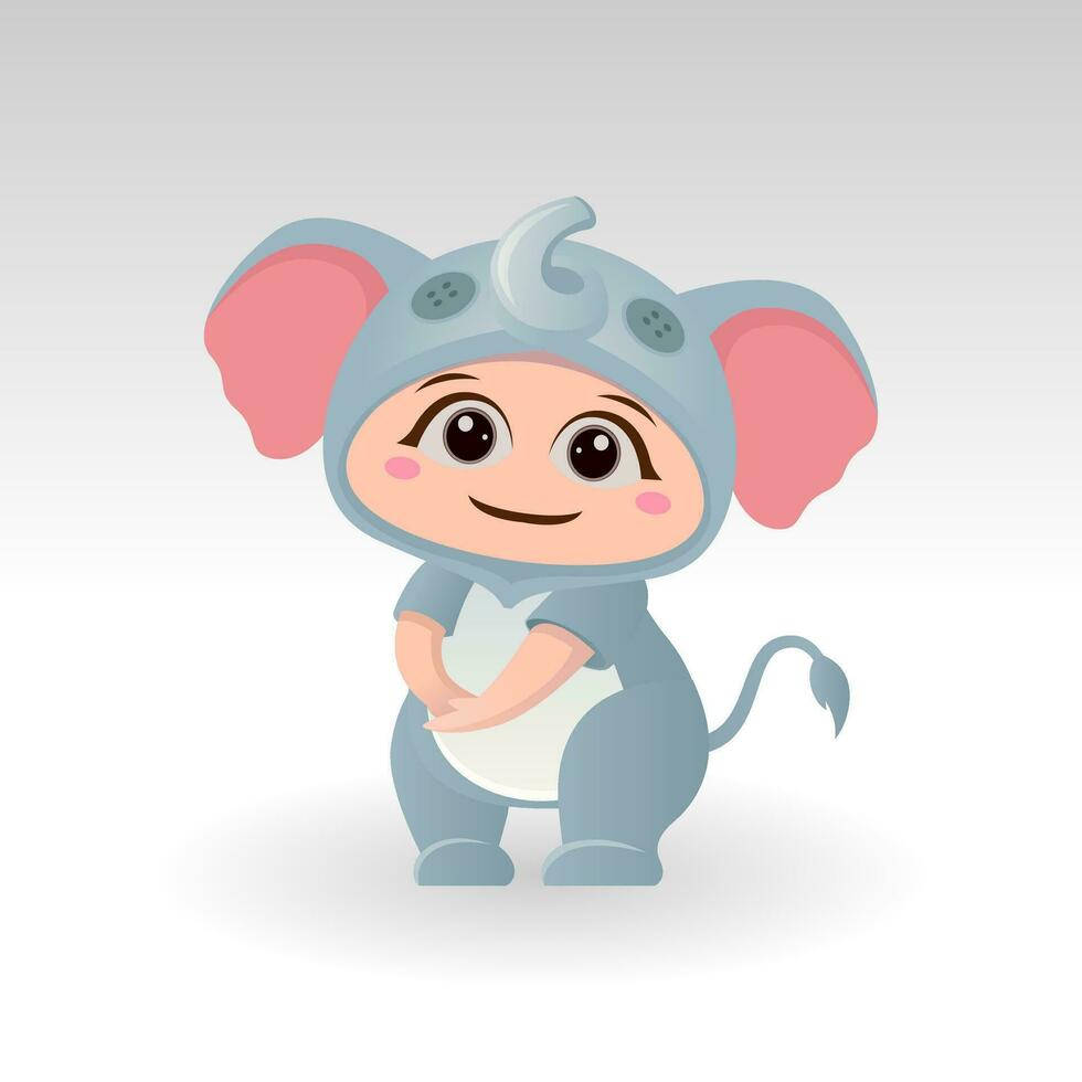 schattig olifant met tekenfilm icoon vector illustratie. schattig beer mascotte kostuum concept geïsoleerd premie vector. vlak tekenfilm stijl