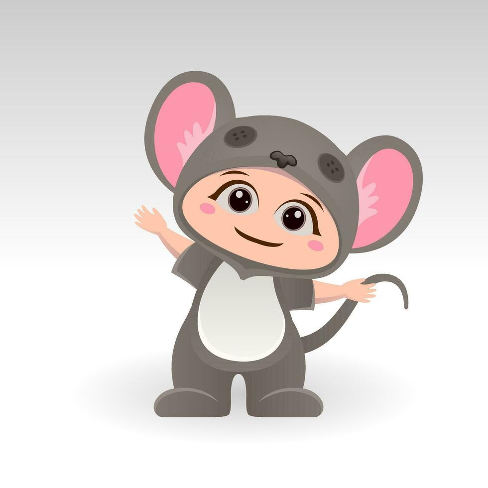 schattig muis met tekenfilm icoon vector illustratie. schattig beer mascotte kostuum concept geïsoleerd premie vector. vlak tekenfilm stijl