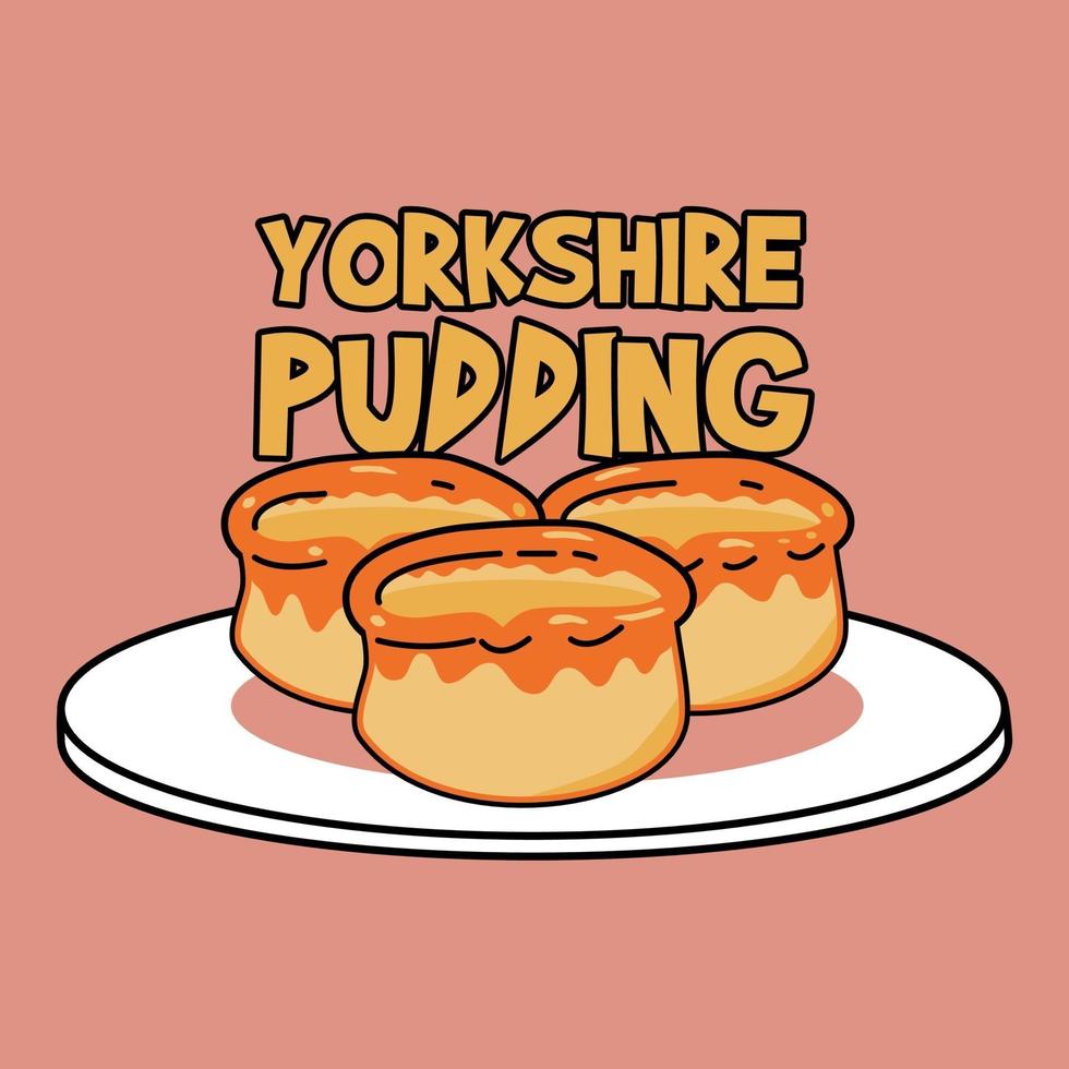 schattige yorkshire pudding bovenop bord vector