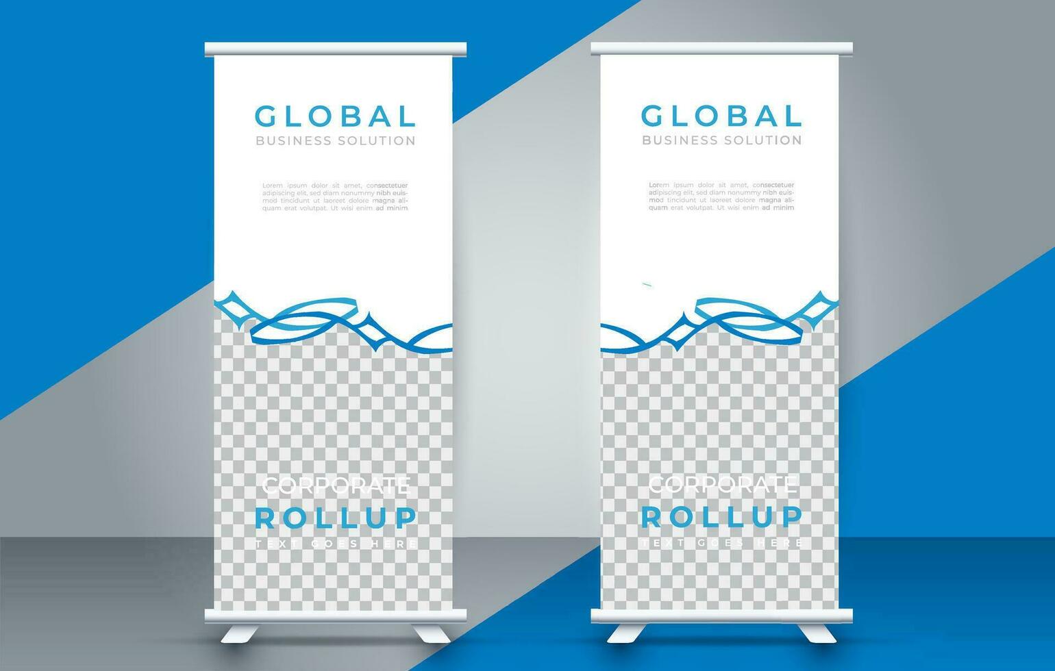 modern rollen omhoog banier ontwerp sjabloon. folder. Trekken omhoog. presentatie. brochure. poster. advertentie. afdrukken media vector