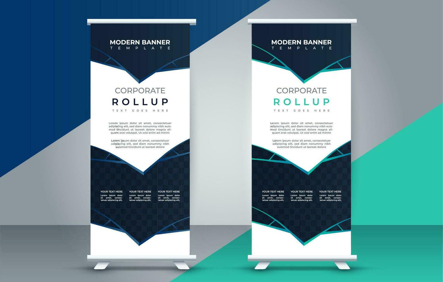 bedrijf rollen omhoog banier ontwerp Scherm standee voor presentatie doel vector