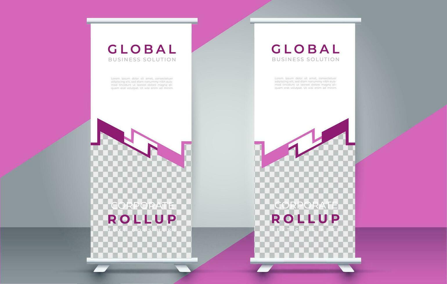 modern rollen omhoog banier ontwerp sjabloon. folder. Trekken omhoog. presentatie. brochure. poster. advertentie. afdrukken media vector