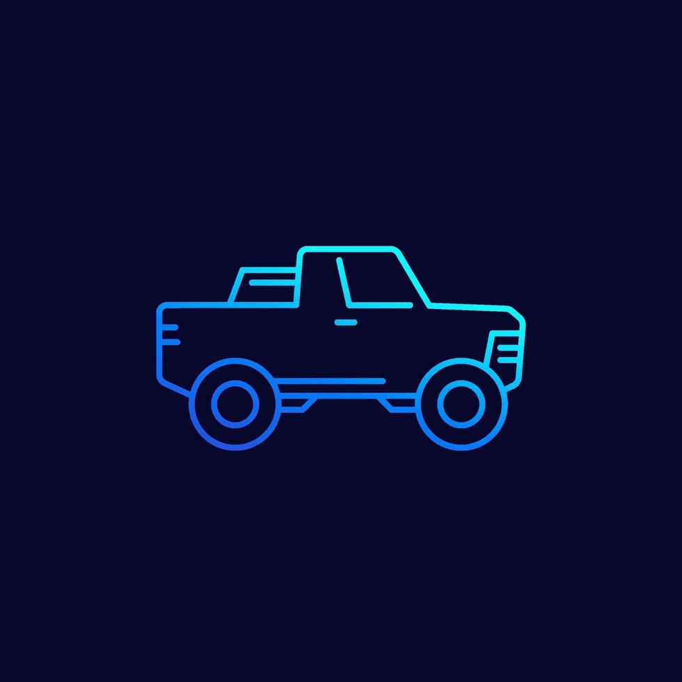 pick-up truck pictogram, lijn vector
