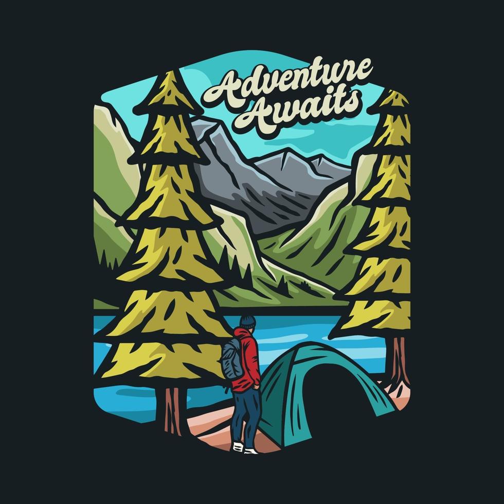 avontuur camping badge vector