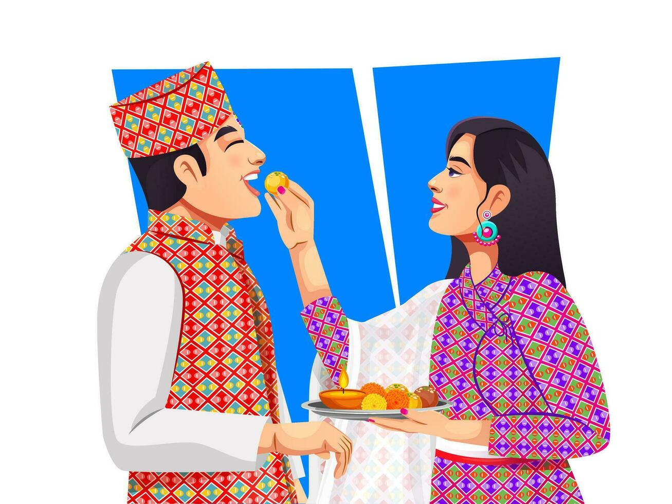 bhai tika of bhai tihar is een festival in Nepal, gevierd gedurende de tihar festival. nepali mensen vieren festivals vector