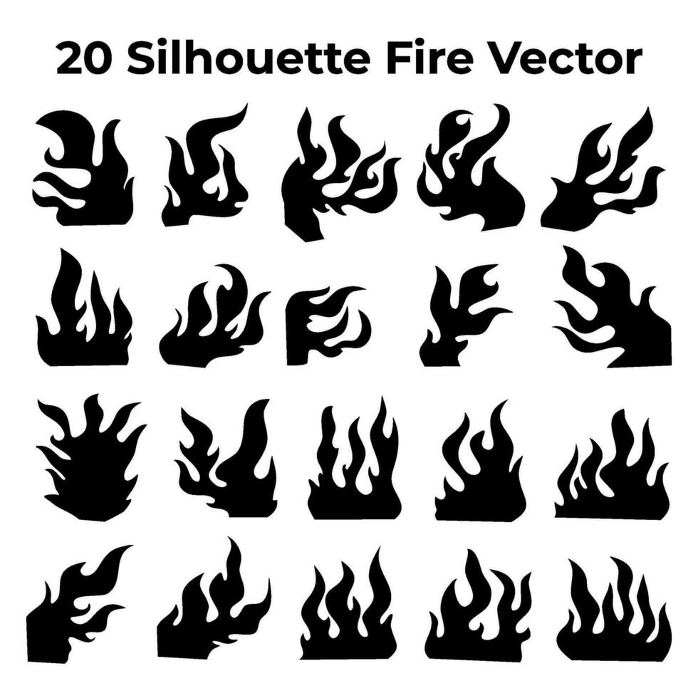 brand silhouet. vlam. vlam silhouet. illustratie van een brandend brand. vector