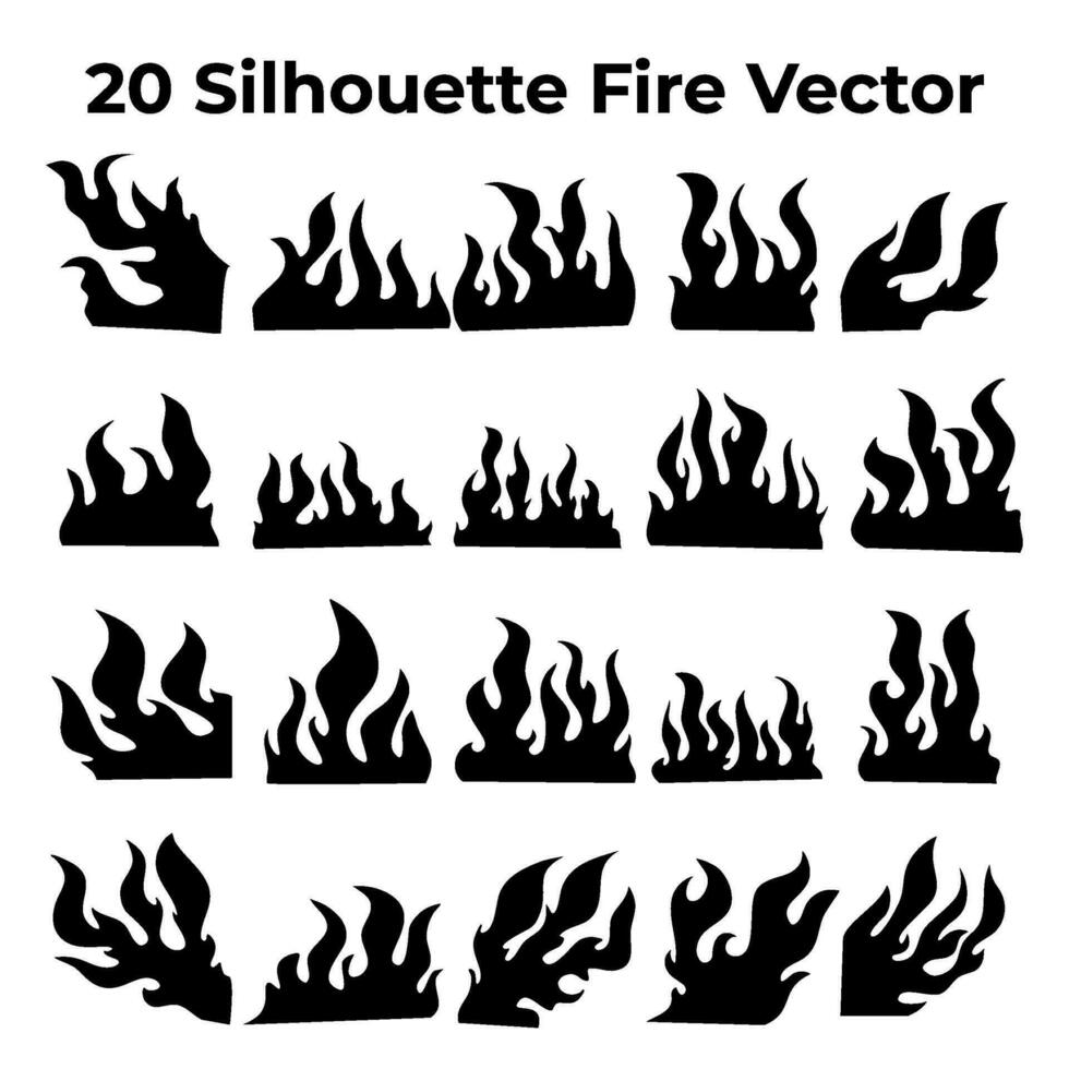 brand silhouet. vlam. vlam silhouet. illustratie van een brandend brand. vector