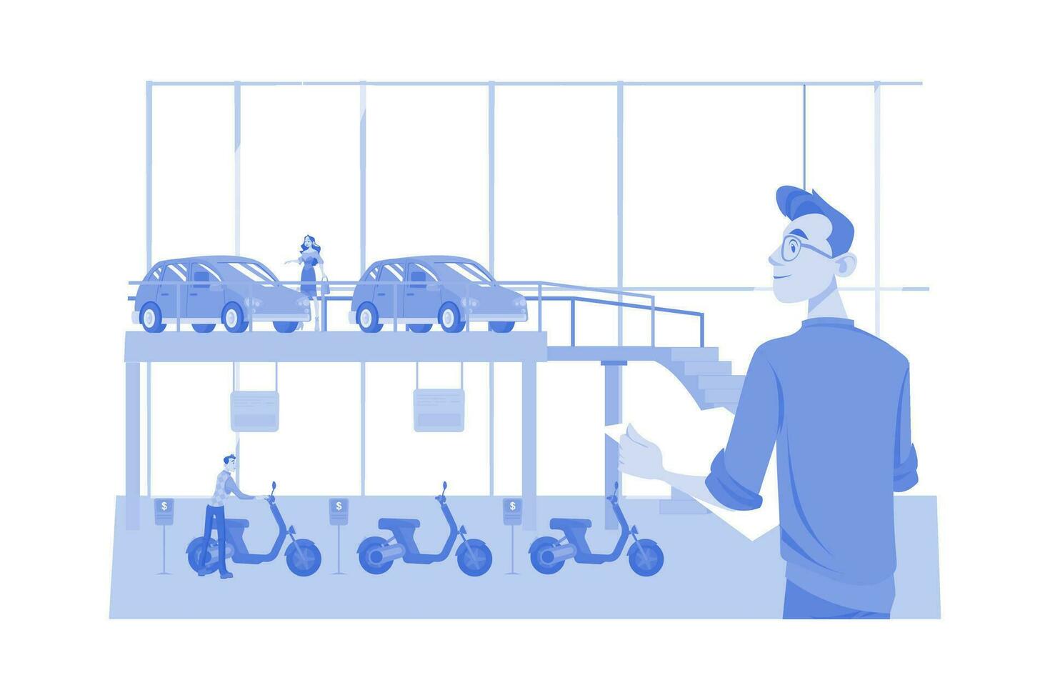 elektronisch voertuig centrum concept vector