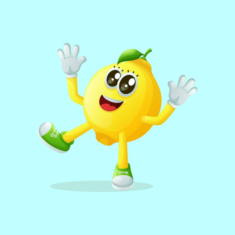 schattig citroen karakter glimlachen met een gelukkig uitdrukking vector