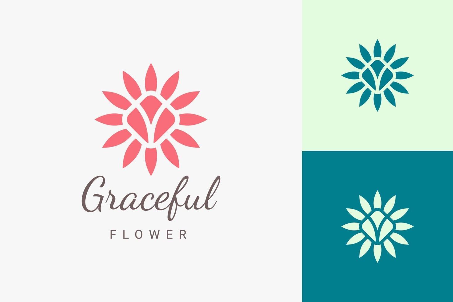 beauty spa of yoga-logo in plat en abstract bloemenlogo vector