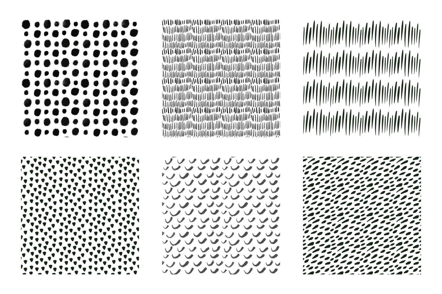 set hand getrokken grunge minimalistische naadloze patronen. vector