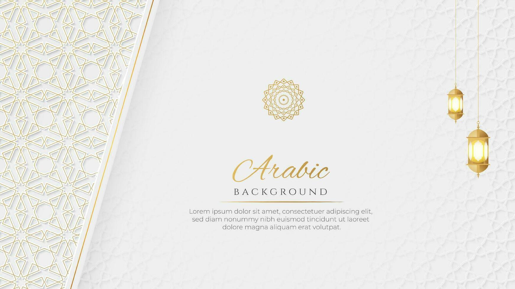 Arabisch Islamitisch gouden luxe achtergrond met arabesk patroon vector