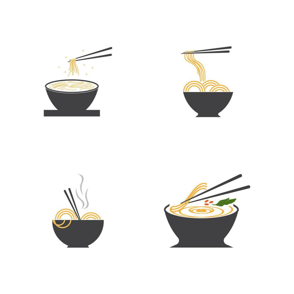 noodle voedsel noodle kom logo vector illustratie