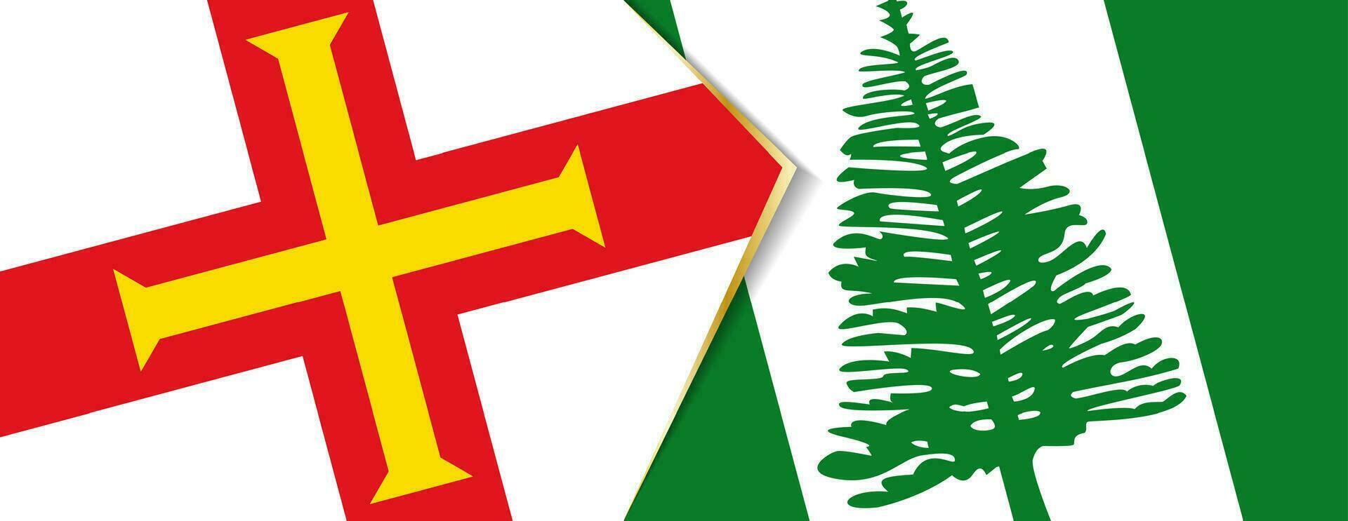 Guernsey en norfolk eiland vlaggen, twee vector vlaggen.