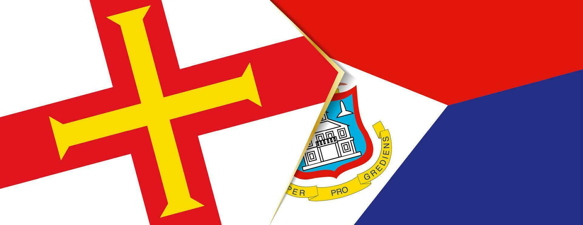 Guernsey en sint maarten vlaggen, twee vector vlaggen.