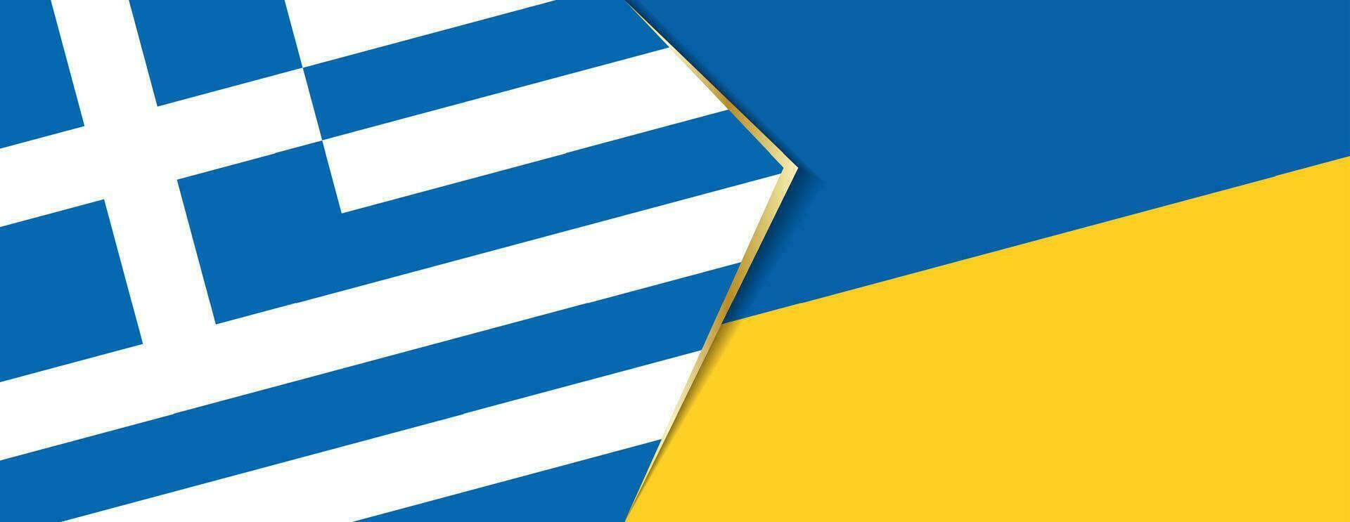 Griekenland en Oekraïne vlaggen, twee vector vlaggen.