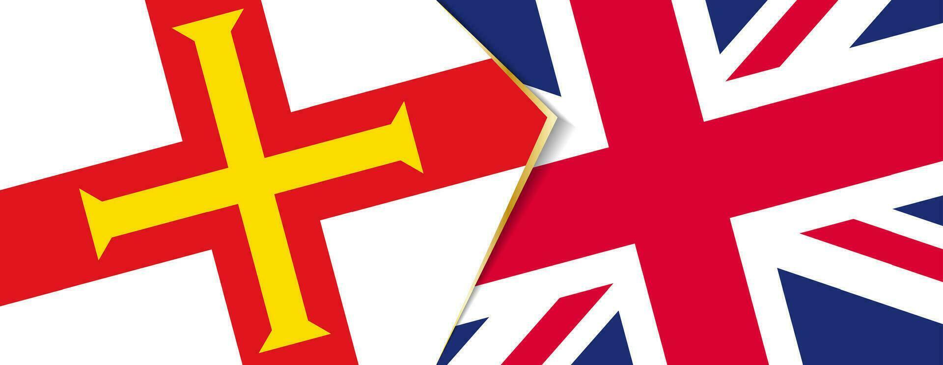 Guernsey en Verenigde koninkrijk vlaggen, twee vector vlaggen.
