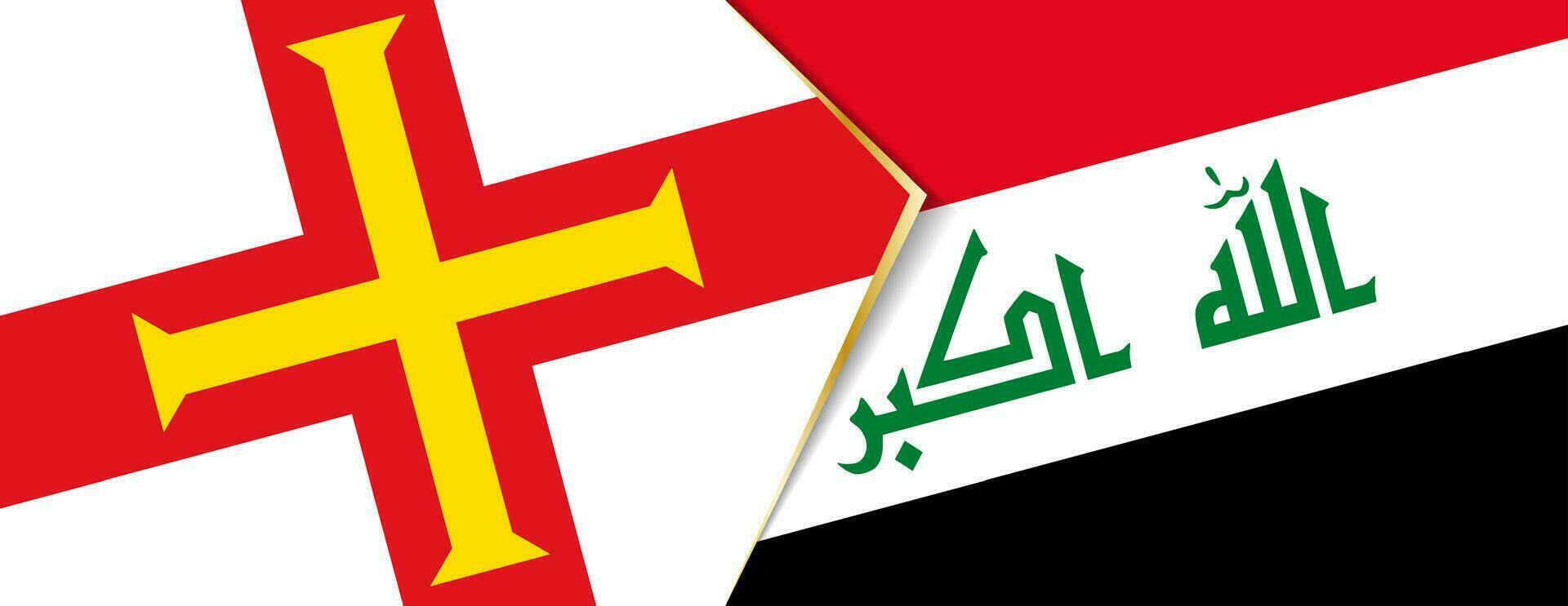 Guernsey en Irak vlaggen, twee vector vlaggen.