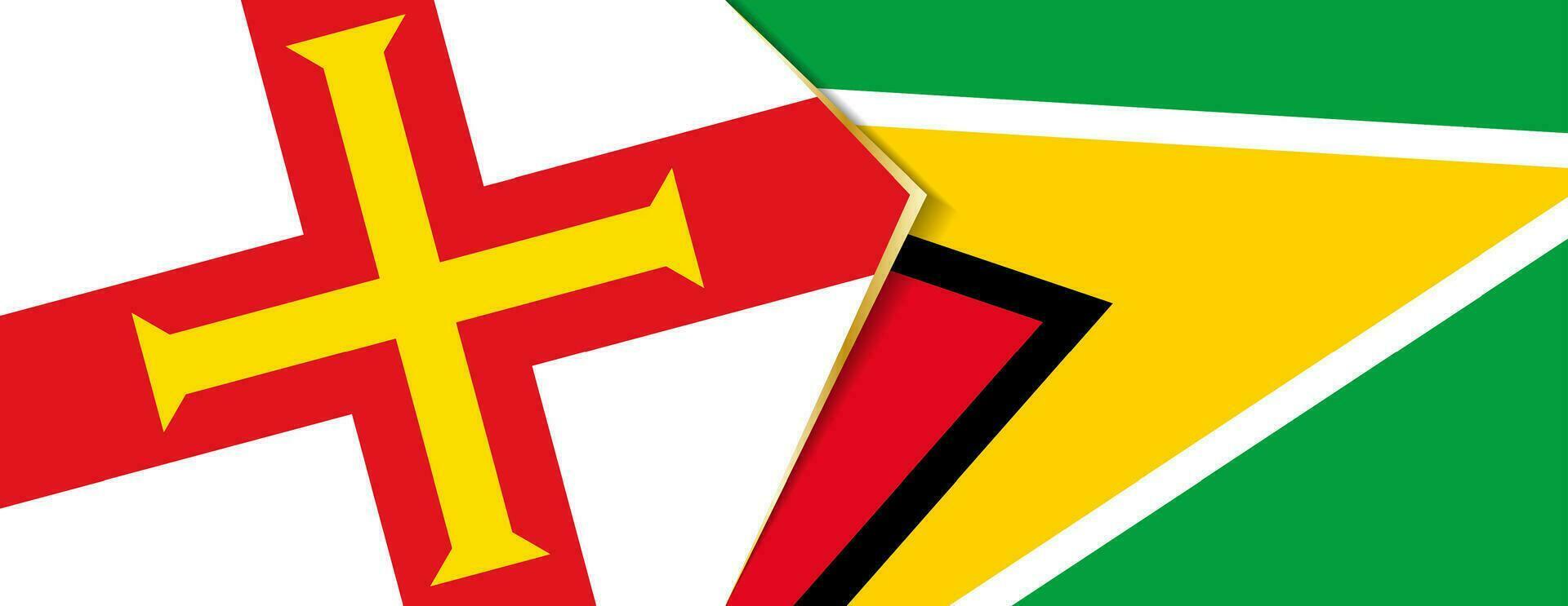 Guernsey en Guyana vlaggen, twee vector vlaggen.