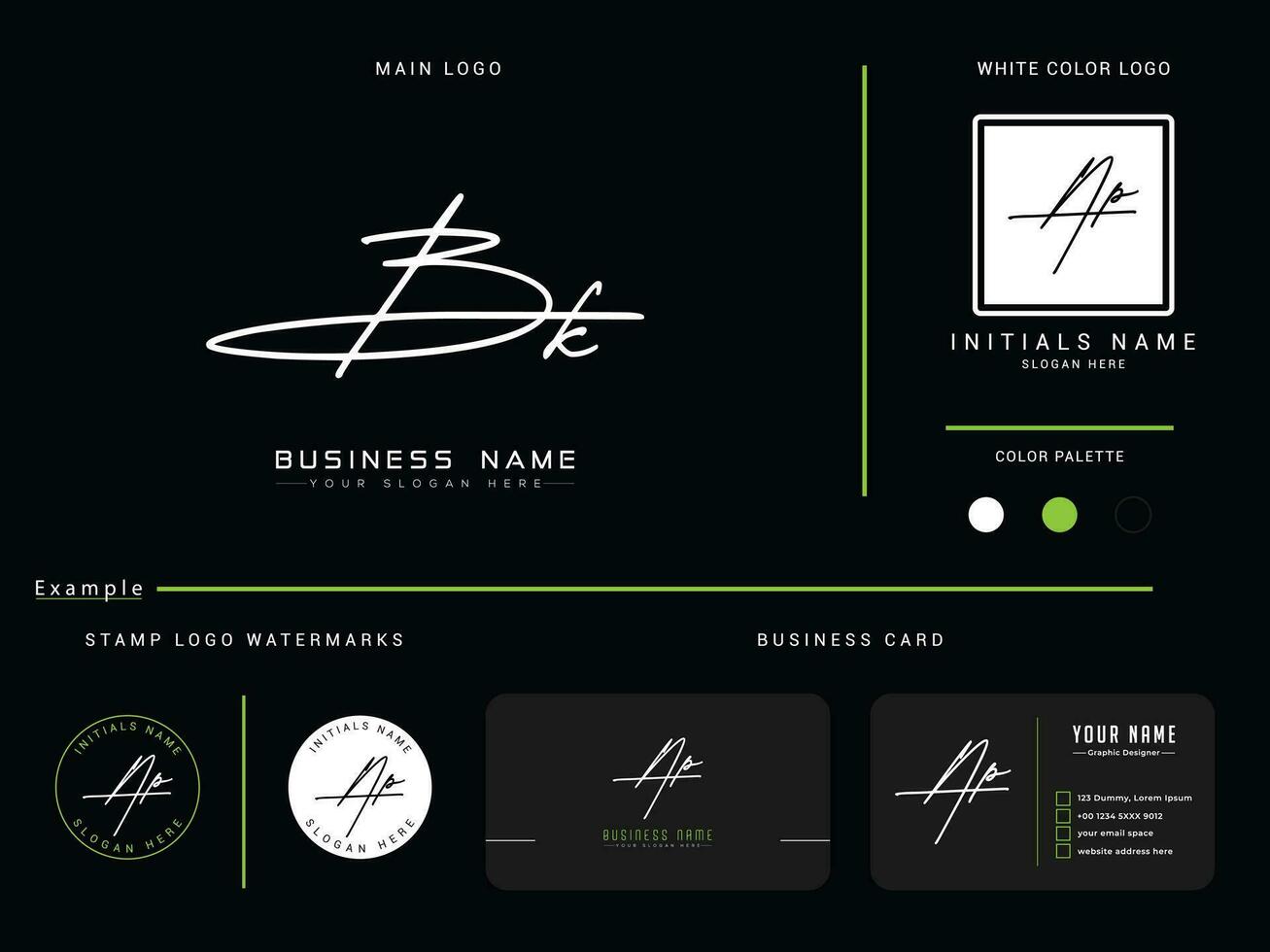 bloemen bk handtekening brief logo, eerste bk logo icoon en branding voor bedrijf vector