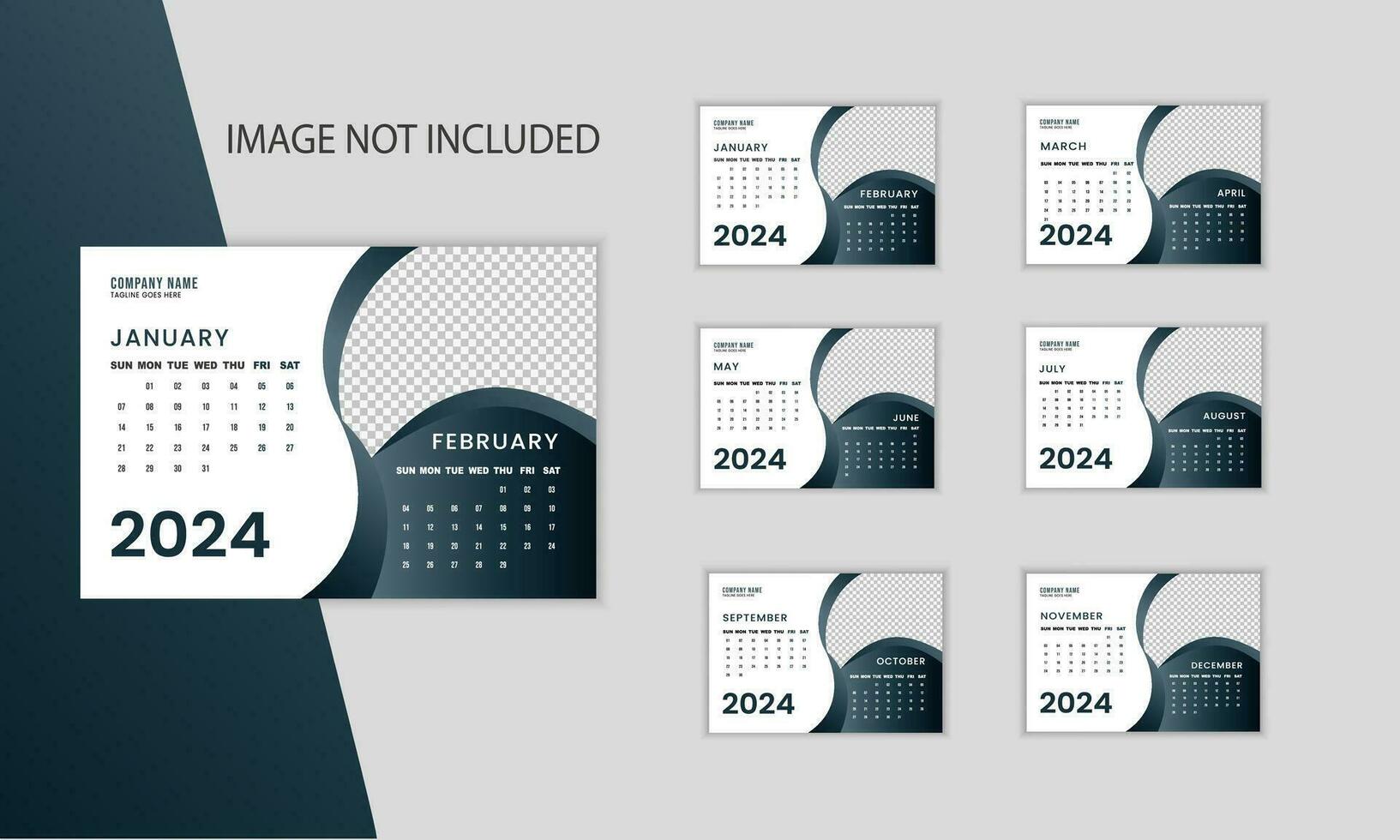 bureau kalender voor 2024 jaar in schoon minimaal stijl. vector