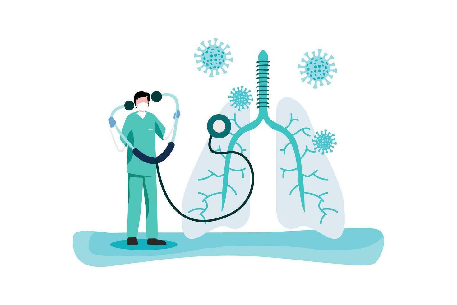 longen met coronavirus ncov19 vlak concept vector