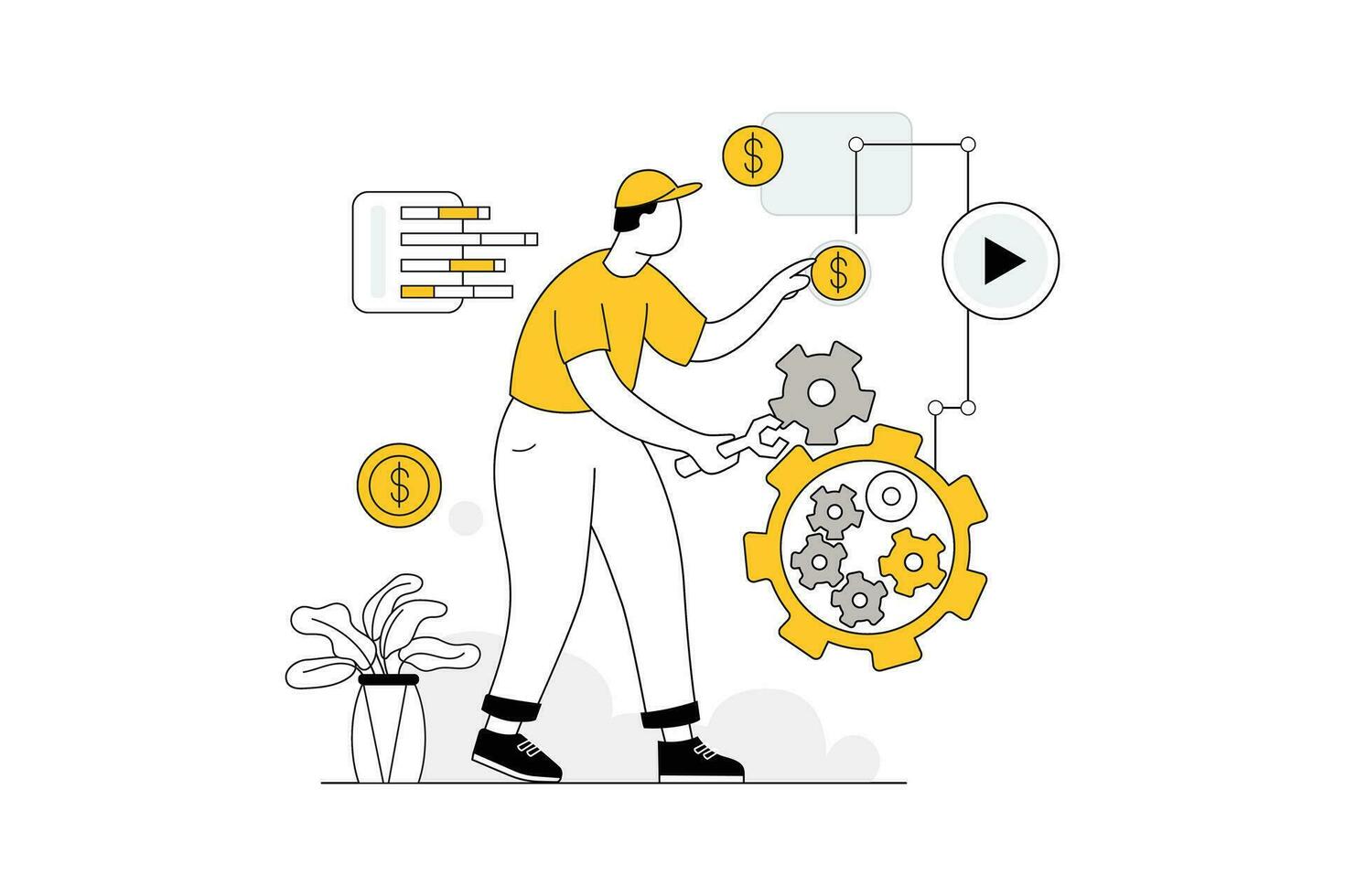 systeem reparatie, systeem onderhoud vectoren illustratie vlak