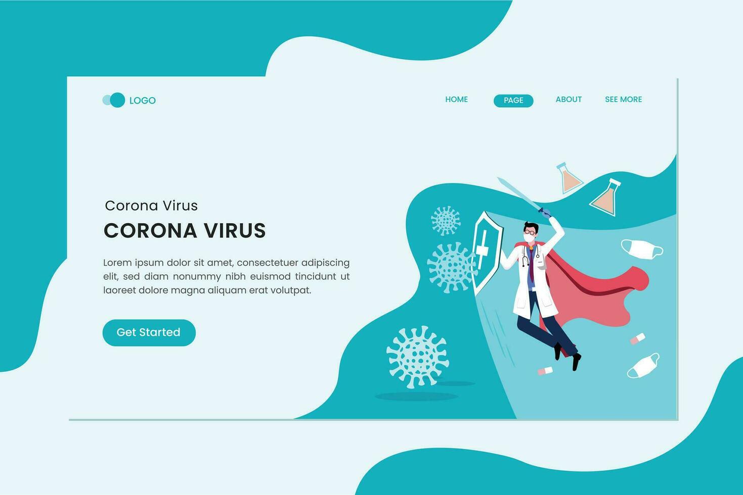 strijd coronavirus vlak concept landen bladzijde vector