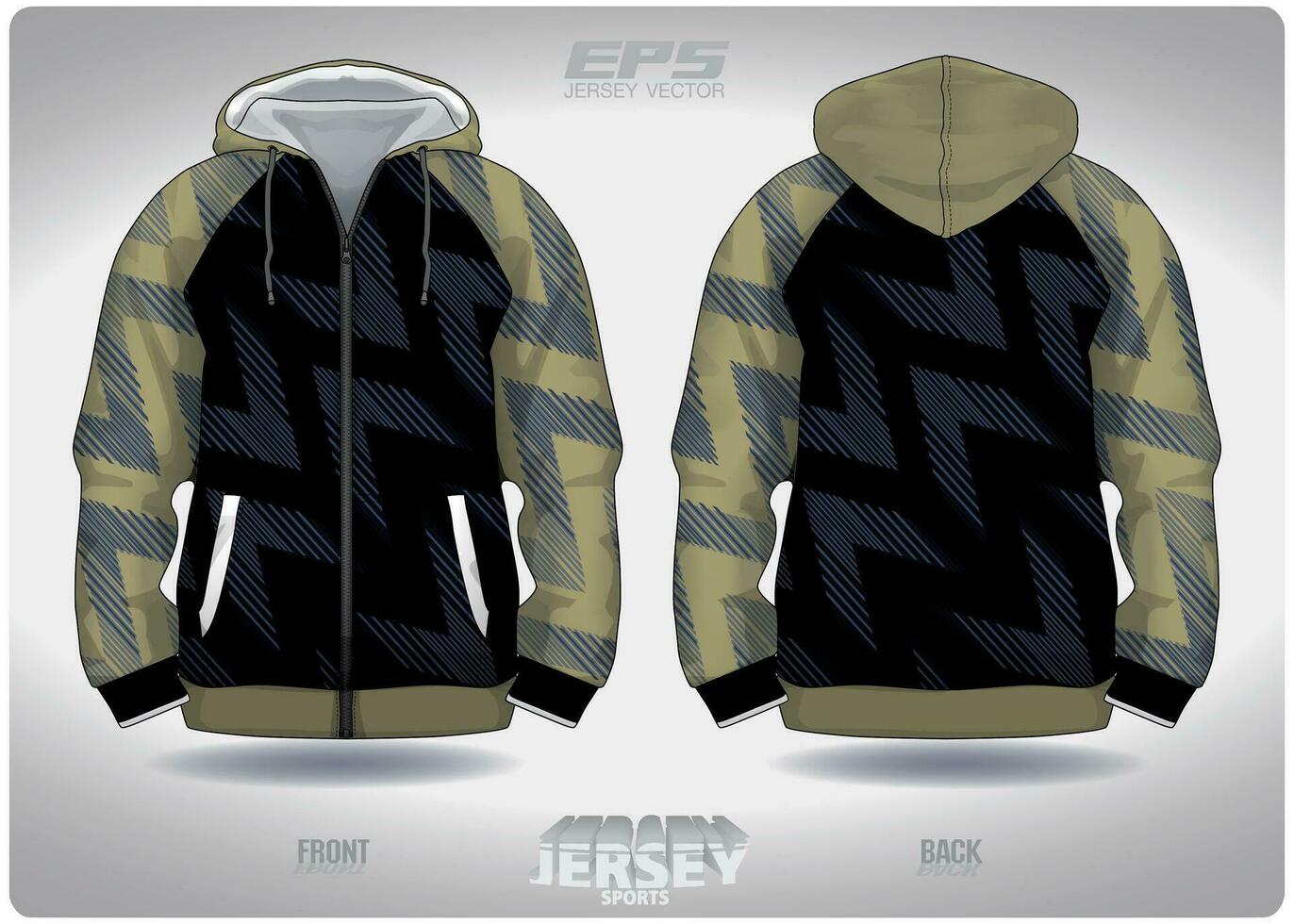 eps Jersey sport- overhemd vector.zwart goud loopband patroon ontwerp, illustratie, textiel achtergrond voor sport- lang mouw capuchon vector